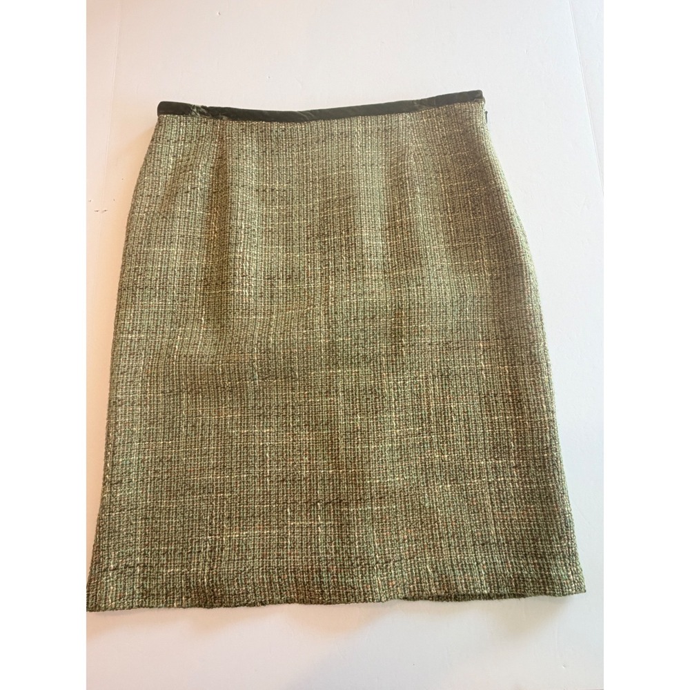 Cynthia Steffe Green Tweed Wool Blend Pencil Skirt Made in USA Size 10 Vintage